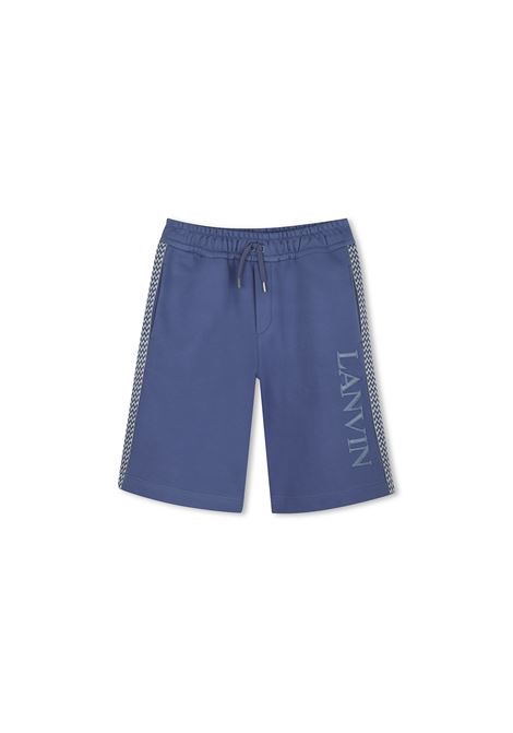 Shorts Blu Con Logo e Motivo Curb LANVIN ENFANT | N3022980W